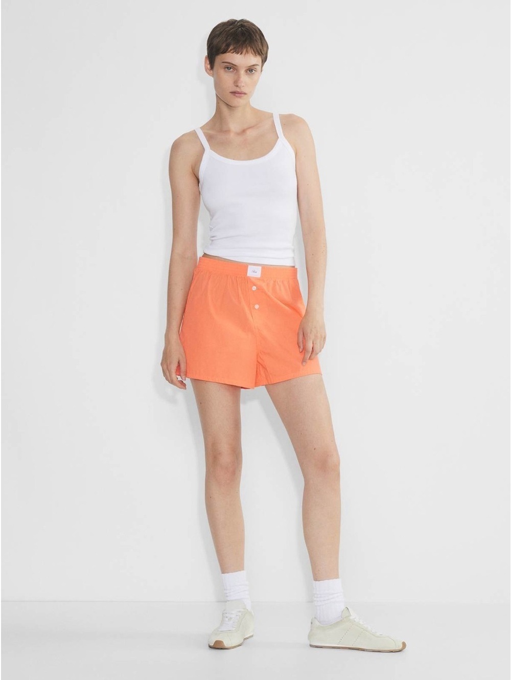 Aritzia TNA Dally Poplin Boxer Short - Orange - XL